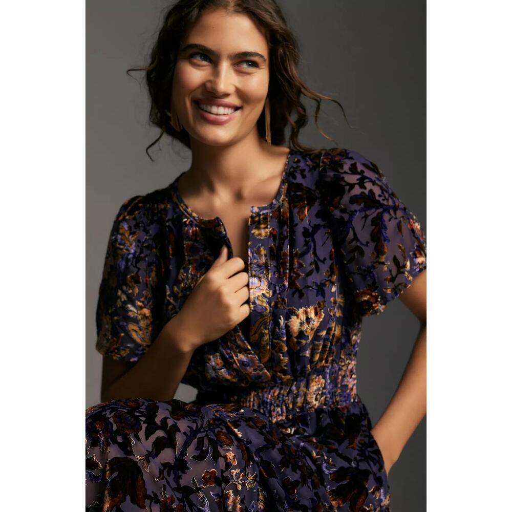 Anthropologie The Somerset Maxi Dress Velvet Devore Edition Size 2X Bohemian - Picture 4 of 16